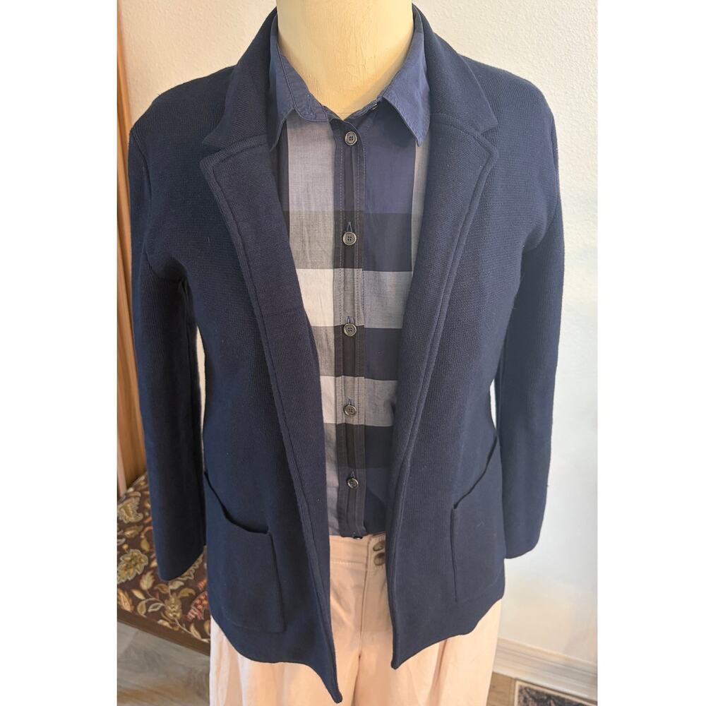 Banana Republic Navy Knit Cardigan Blazer Women’s XS Petite Open Cotton Blend